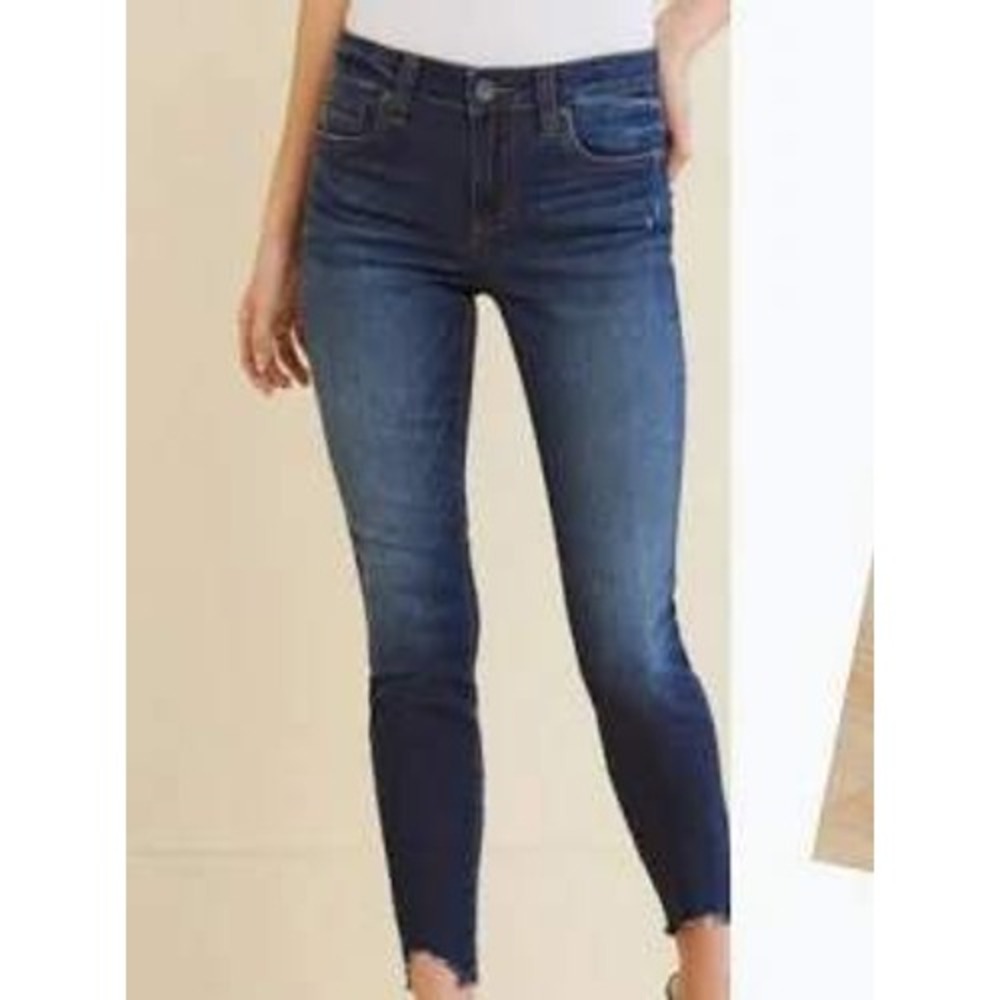 KUT from the Kloth Connie Skinny Jeans Dark Wash Distressed Step Hem Size 14